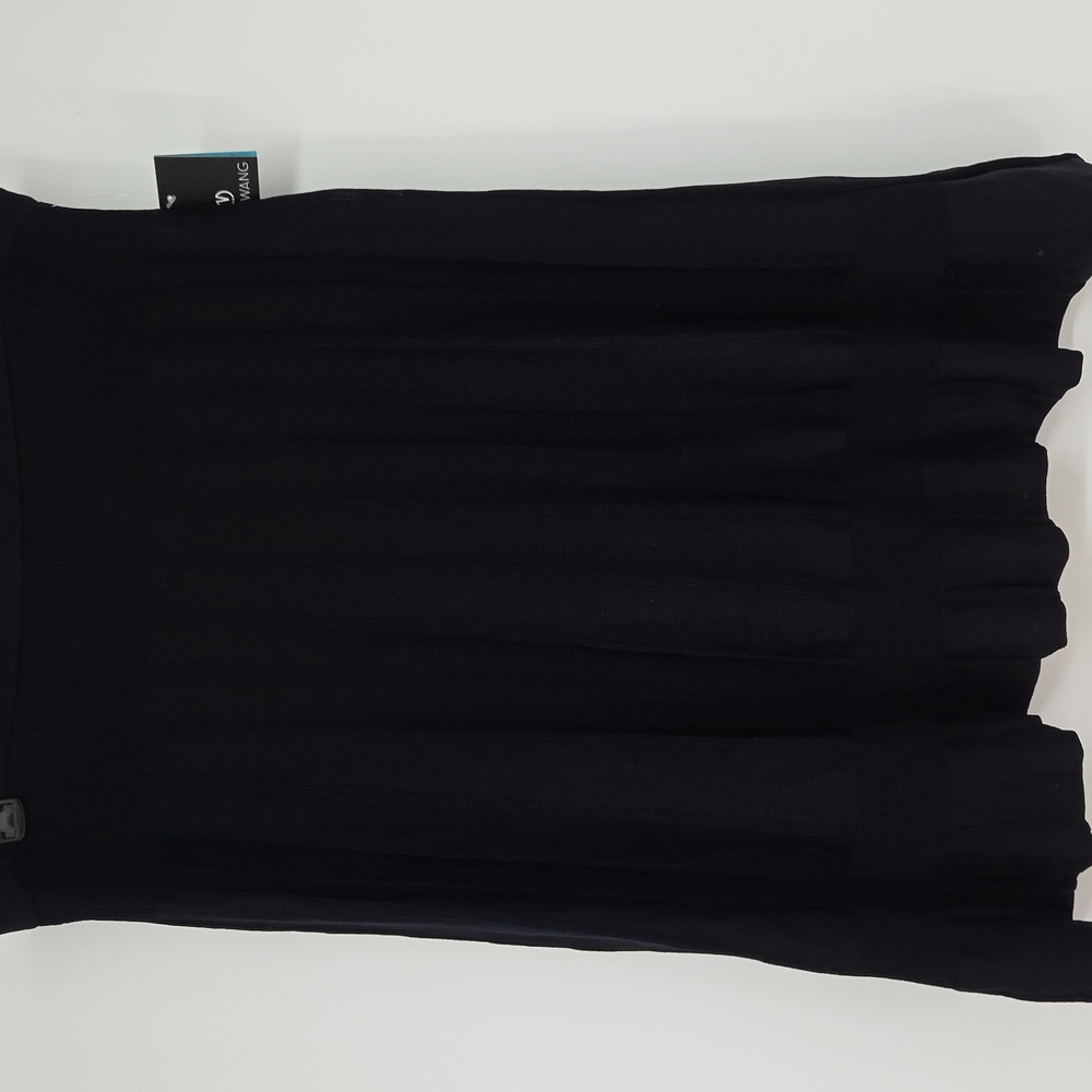 Ming Wang Large Black Pleated Pointelle Knit Midi Skirt NWT MSRP $210.00